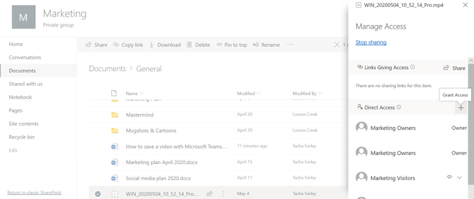 Click on manage access and select
