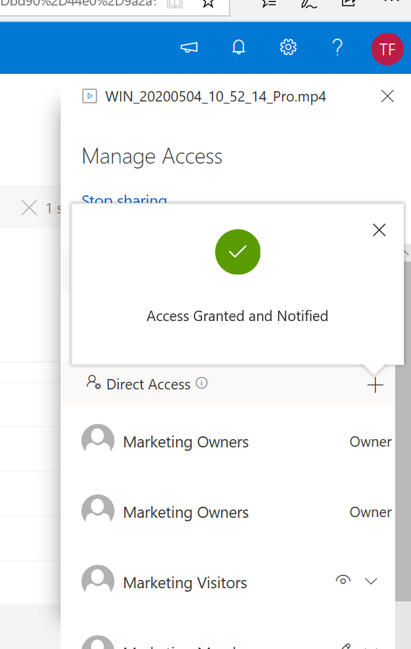 Click on grant access